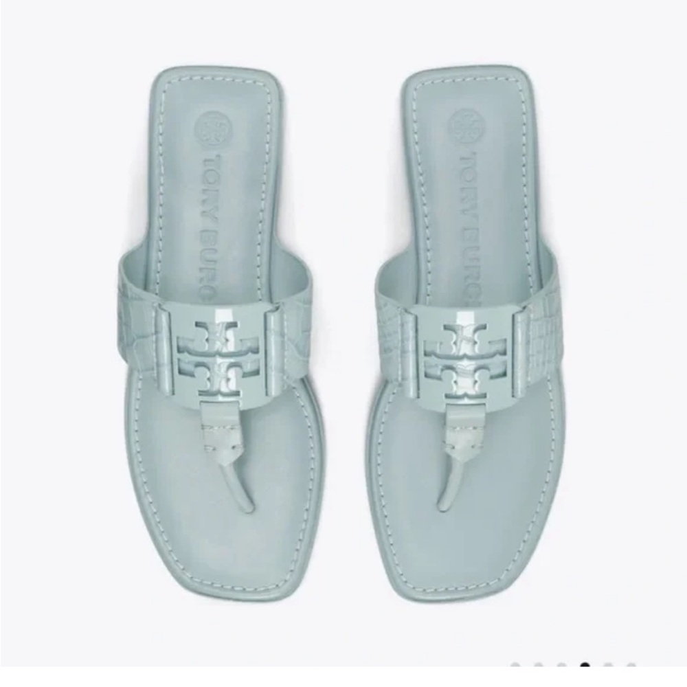 Tory Burch Pale Mint Leather Thong Sandals